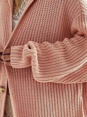 Oversized Long Solid Open Front Long Sleeve Cardigan - Image 3