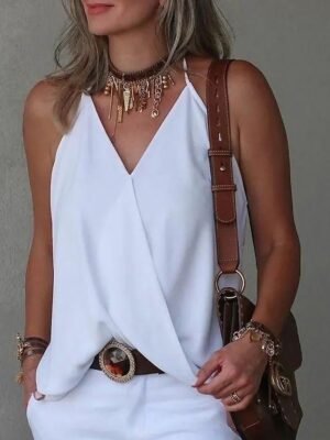 Party Regular Basic V Neck Sleeveless Camisole Tank Top - Image 1