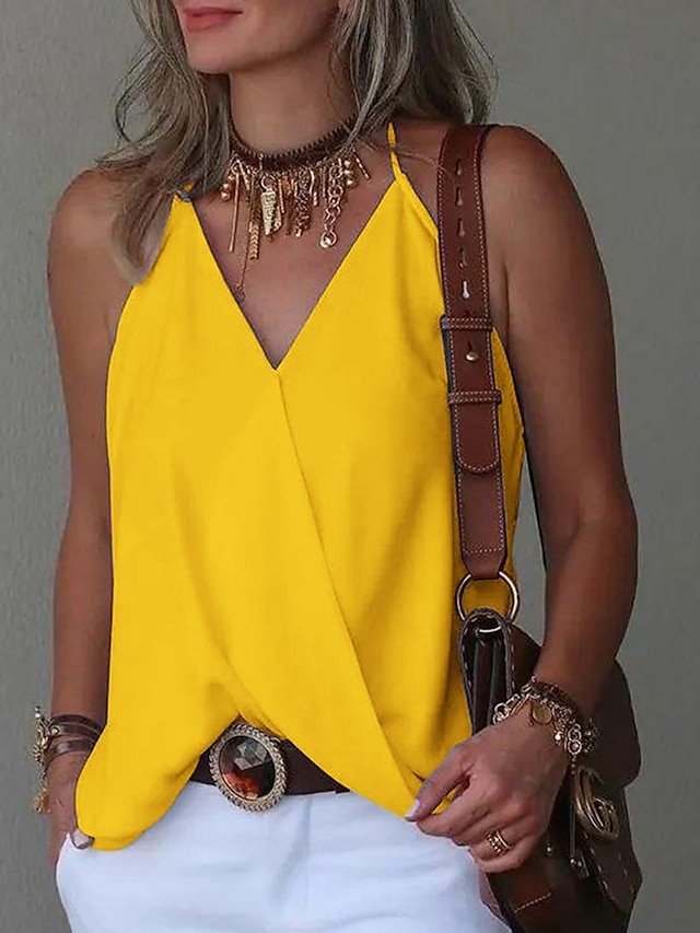 Party Regular Basic V Neck Sleeveless Camisole Tank Top - Image 2