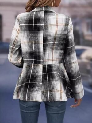 Party Regular Fit Plaid Button Long Sleeve Jacket - Image 2