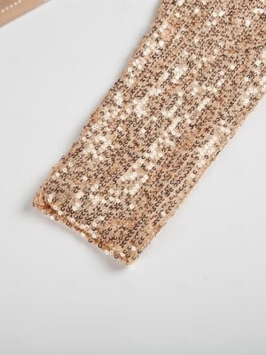 Party Regular Metallic Sparkly V Neck Long Sleeve Top - Image 4