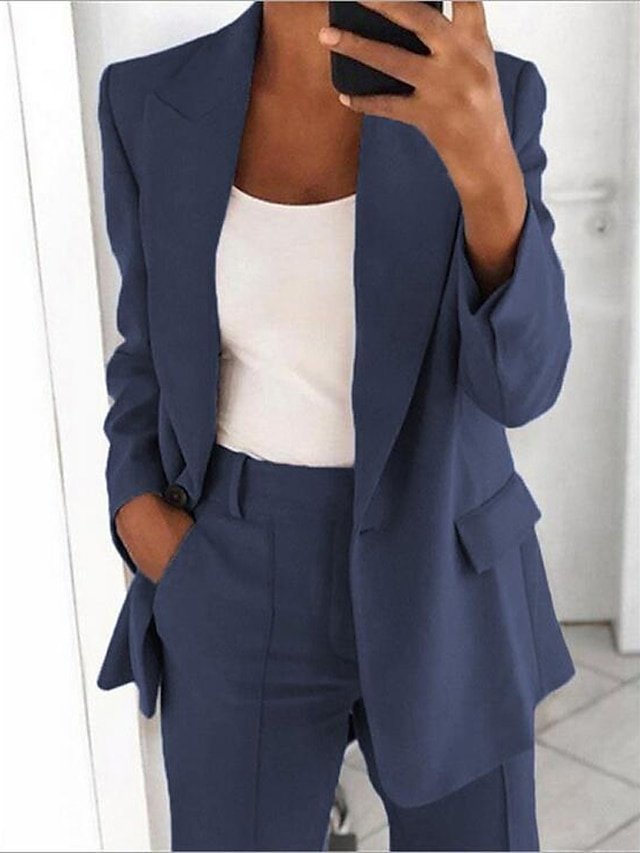 Professional Regular Fit Solid Colour Long Sleeve Blazer - Image 1