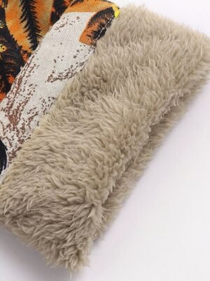 Retro Loose Fit Trees V Neck Long Sleeve Warm Sherpa Coat - Image 7