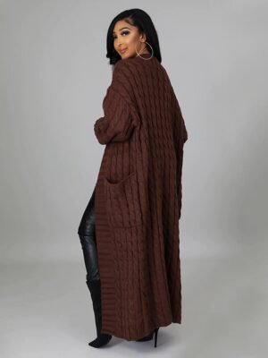 Sexy Loose Solid V Neck Drop Shoulder Long Sleeve Tunic Cardigan - Image 21