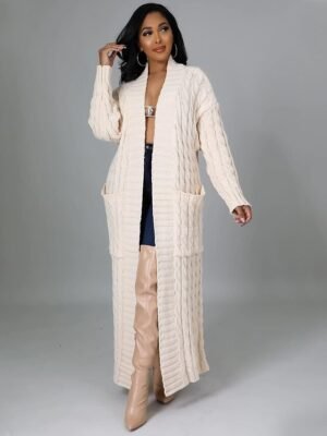 Sexy Loose Solid V Neck Drop Shoulder Long Sleeve Tunic Cardigan - Image 32