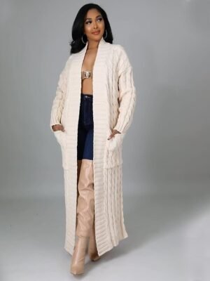 Sexy Loose Solid V Neck Drop Shoulder Long Sleeve Tunic Cardigan - Image 34