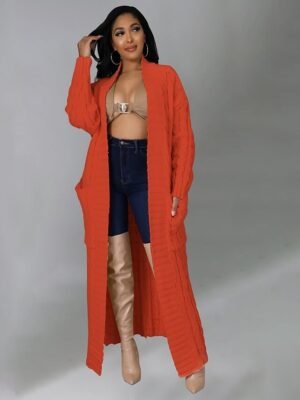 Sexy Loose Solid V Neck Drop Shoulder Long Sleeve Tunic Cardigan - Image 37