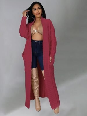 Sexy Loose Solid V Neck Drop Shoulder Long Sleeve Tunic Cardigan - Image 39