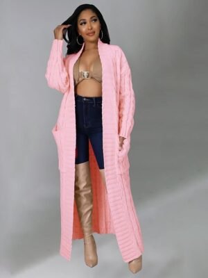 Sexy Loose Solid V Neck Drop Shoulder Long Sleeve Tunic Cardigan - Image 4