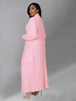 Sexy Loose Solid V Neck Drop Shoulder Long Sleeve Tunic Cardigan - Image 5