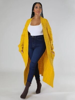 Sexy Loose Solid V Neck Drop Shoulder Long Sleeve Tunic Cardigan - Image 9