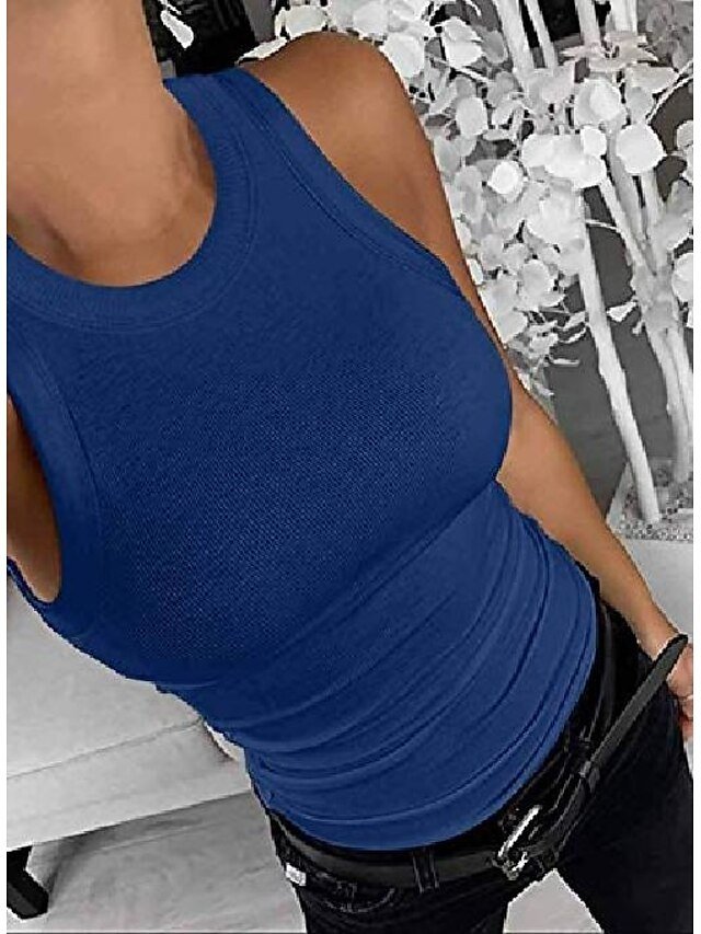 Sexy Ribbed High Neck Sleeveless Casual Camisole - Image 2