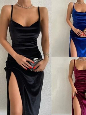 Sophisticated Velvet Scoop Neck Sleeveless Maxi Gown - Image 6