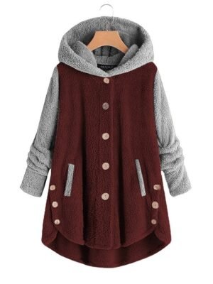 Street Casual Loose Colour Block Hoodie Long Sleeve Long Top - Image 3