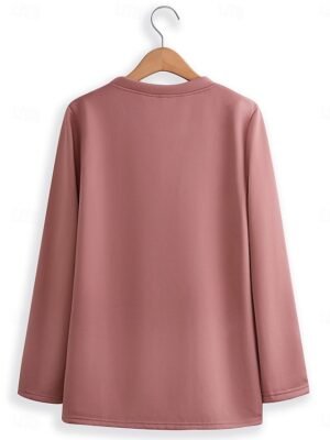 Street Casual Loose Letter Crewneck Long Sleeve Fleece Pullover - Image 1