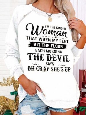 Street Casual Plus Size Graphic Round Neck Long Sleeve Top - Image 1