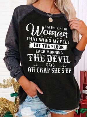 Street Casual Plus Size Graphic Round Neck Long Sleeve Top - Image 2