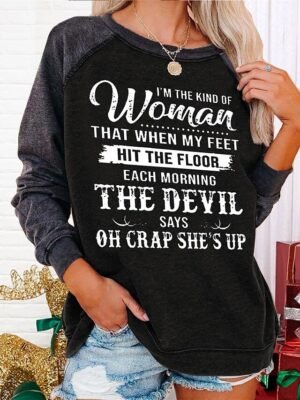 Street Casual Plus Size Graphic Round Neck Long Sleeve Top - Image 3