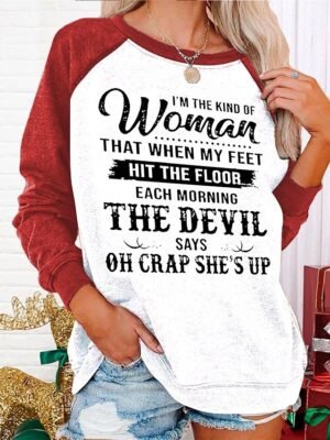 Street Casual Plus Size Graphic Round Neck Long Sleeve Top - Image 4