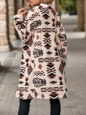 Street Regular Geometric Long Sleeve Regular Coat - Image 4