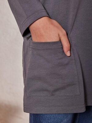 Street Regular Solid Round Neck Short Sleeve Tunic Top - Image 5