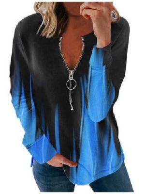 Streetwear Basic Gradient Round Neck Long Sleeve Hoodie - Image 3