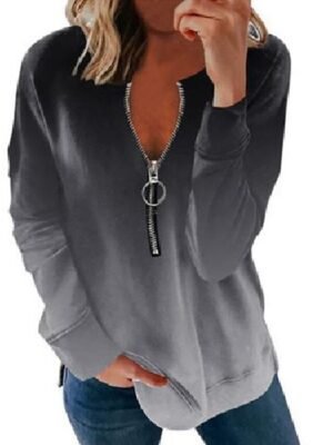 Streetwear Basic Gradient Round Neck Long Sleeve Hoodie - Image 7