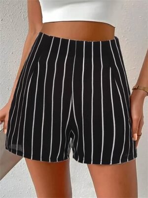 Streetwear Casual High Waist Stripe Elastic Waist Shorts - Image 2
