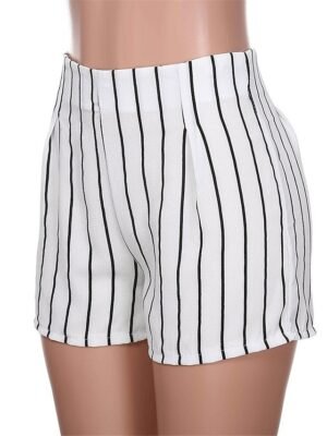 Streetwear Casual High Waist Stripe Elastic Waist Shorts - Image 4