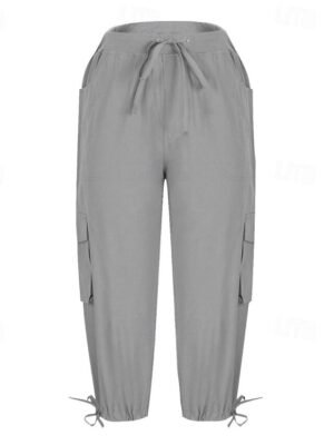 Streetwear Casual Plain Elastic Waist Calf-Length Cargo Pants - Image 2