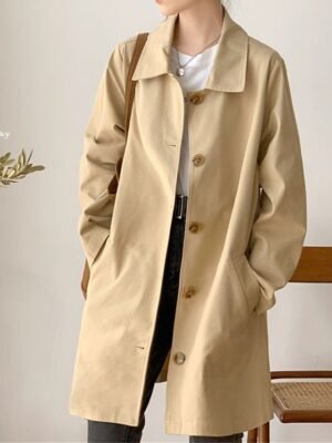 Streetwear Long Sleeve Lapel Trench Coat - Image 10