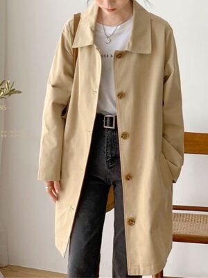 Streetwear Long Sleeve Lapel Trench Coat - Image 12