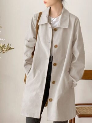 Streetwear Long Sleeve Lapel Trench Coat - Image 3