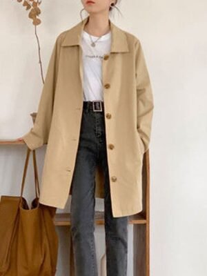 Streetwear Long Sleeve Lapel Trench Coat - Image 4