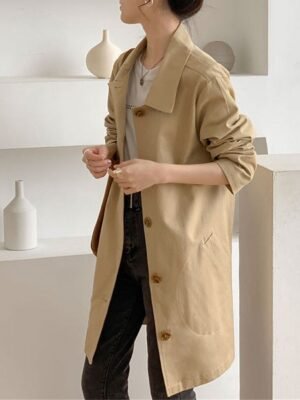 Streetwear Long Sleeve Lapel Trench Coat - Image 5