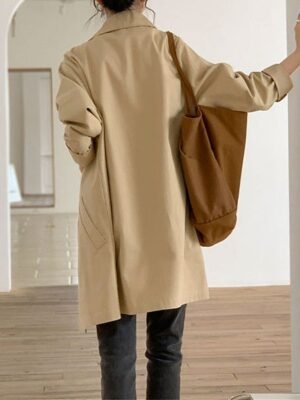 Streetwear Long Sleeve Lapel Trench Coat - Image 7
