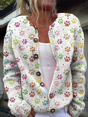 Streetwear Regular Animal Ribbed Open Front Long Sleeve Cardigan - Image 2