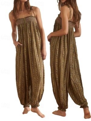 Streetwear Regular Fit Floral U Neck Sleeveless Jumpsuit - Image 1