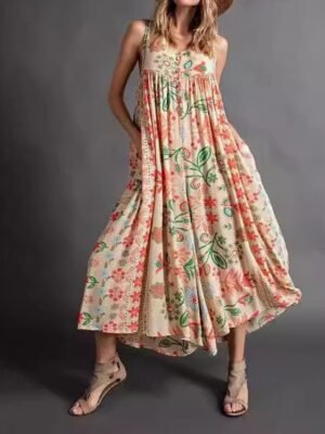 Streetwear Regular Fit Floral U Neck Sleeveless Jumpsuit - Image 1