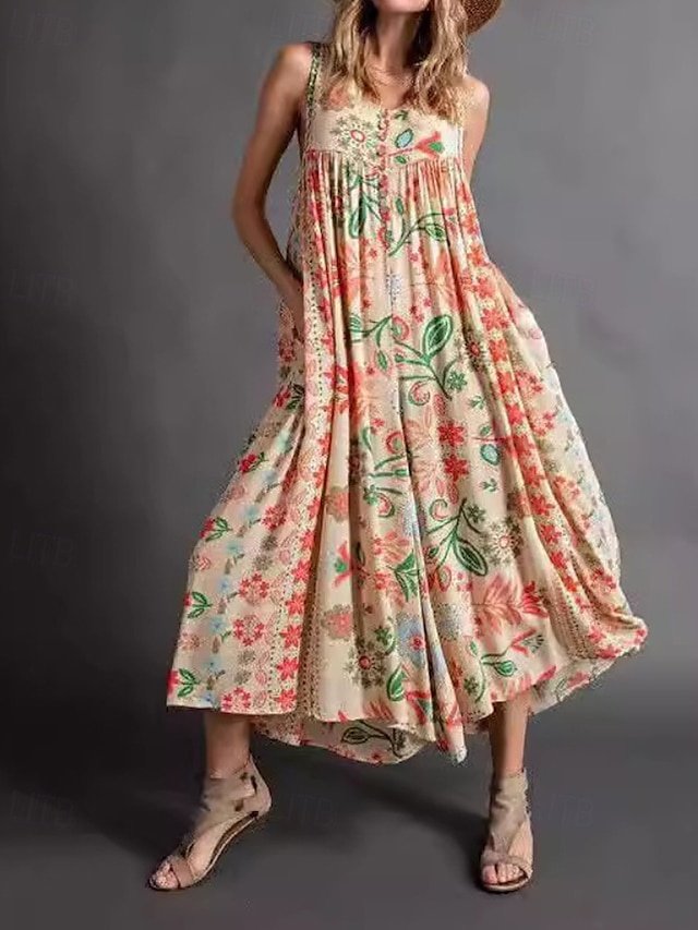 Streetwear Regular Fit Floral U Neck Sleeveless Jumpsuit - Image 1