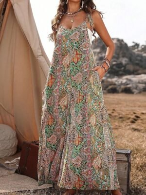 Streetwear Regular Fit Floral U Neck Sleeveless Jumpsuit - Image 1