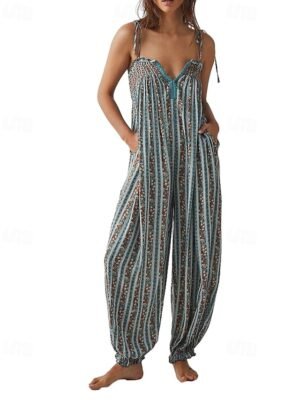 Streetwear Regular Fit Floral U Neck Sleeveless Jumpsuit - Image 10