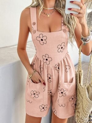 Streetwear Regular Fit Floral U Neck Sleeveless Romper - Image 13
