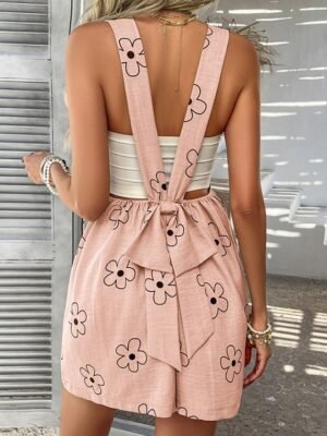 Streetwear Regular Fit Floral U Neck Sleeveless Romper - Image 15
