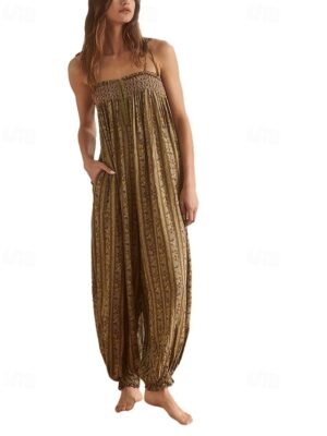 Streetwear Regular Fit Floral U Neck Sleeveless Jumpsuit - Image 2