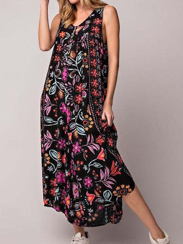 Streetwear Regular Fit Floral U Neck Sleeveless Jumpsuit - Image 2