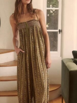 Streetwear Regular Fit Floral U Neck Sleeveless Jumpsuit - Image 3