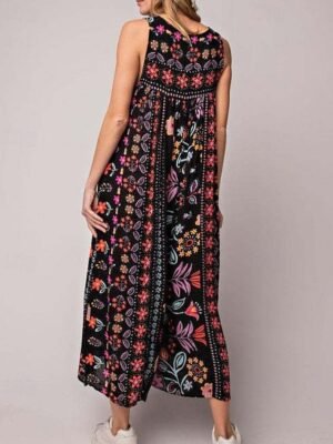 Streetwear Regular Fit Floral U Neck Sleeveless Jumpsuit - Image 3