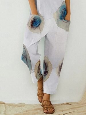 Streetwear Regular Fit Floral U Neck Sleeveless Pocket Summer Jumpsuit - Image 3