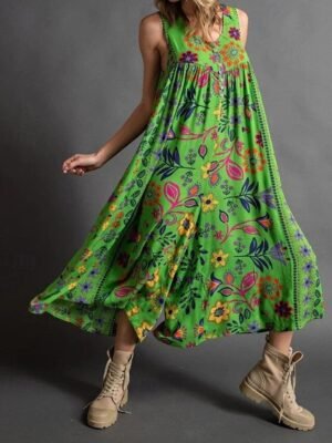 Streetwear Regular Fit Floral U Neck Sleeveless Jumpsuit - Image 4